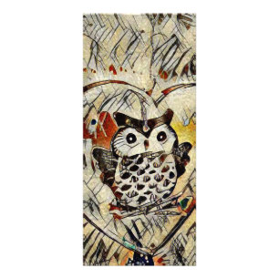 Zeichnend Eule Werbekarte