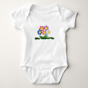 Zeichnend farbiger Blume Cartoon mit Kraut Baby Strampler
