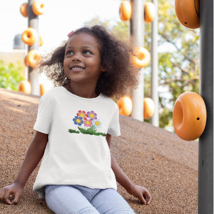 Zeichnend farbiger Blume Cartoon mit Kraut T-Shirt