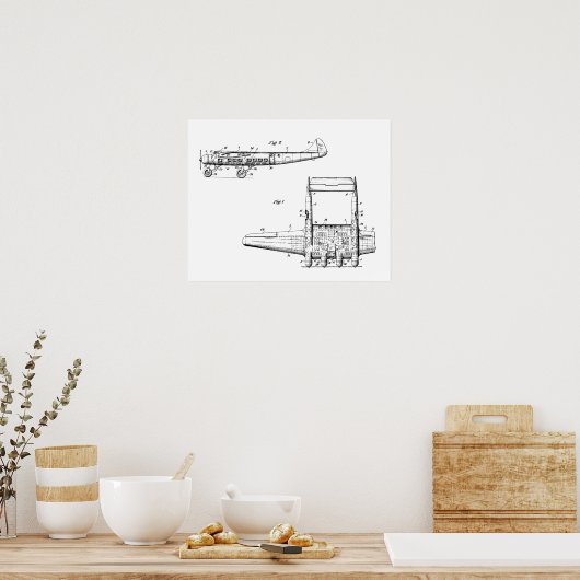 Zeichnend Flugzeug Poster (Küche)