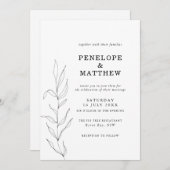 Zeichnend Foliage Leaf Hochzeitseinladung Einladung (Vorne/Hinten)