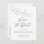 Zeichnend Foliage Leaf Save the Date Postkarte (Vorne/Hinten)