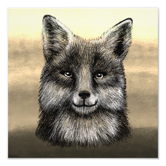 Zeichnend Fox-Gesicht Fotodruck (Vorne)