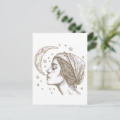 Zeichnend Frauen und Mond Postkarte (Stehend Vorderseite)
