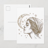 Zeichnend Frauen und Mond Postkarte (Vorne/Hinten)