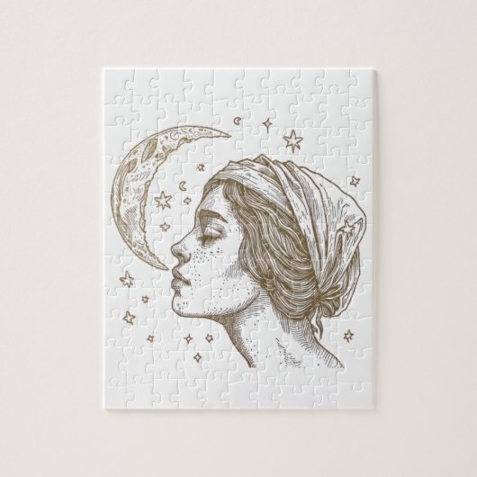 Zeichnend Frauen und Mond Puzzle (Vertikal)