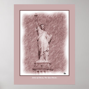 Zeichnend Freiheitsstatue in New York Poster