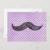 zeichnend    FunnyMustache mit Lila Polka-Punkten Postkarte (Vorne/Hinten)