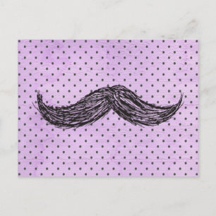 zeichnend    FunnyMustache mit Lila Polka-Punkten Postkarte