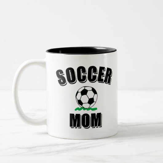 Zeichnend Fußball-Mama Zweifarbige Tasse (Links)