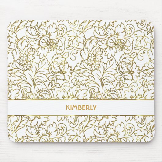 Zeichnend GoldfloralDamaskus, weißer Hintergrund Mousepad (Vorne)