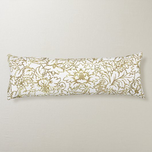 Zeichnend GoldfloralDamaskus, weißer Hintergrund Seitenschläferkissen (Rückseite)