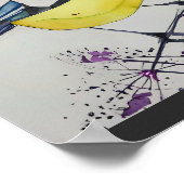 Zeichnend Great Tit Bird, handgezogener britischer Poster (Ecke)