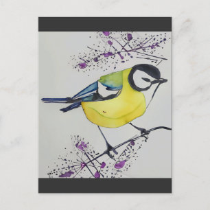 Zeichnend Great Tit Bird, handgezogener britischer Postkarte