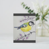 Zeichnend Great Tit Bird, handgezogener britischer Postkarte (Stehend Vorderseite)