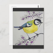 Zeichnend Great Tit Bird, handgezogener britischer Postkarte (Vorne/Hinten)