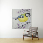 Zeichnend Great Tit Bird, handgezogener britischer Wandteppich (Beispiel)