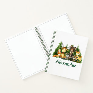 Zeichnend Grüne Pinien im Aquarellwald Notizblock