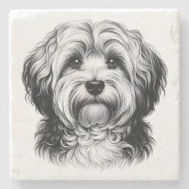 Zeichnend Havanese Hund Steinuntersetzer