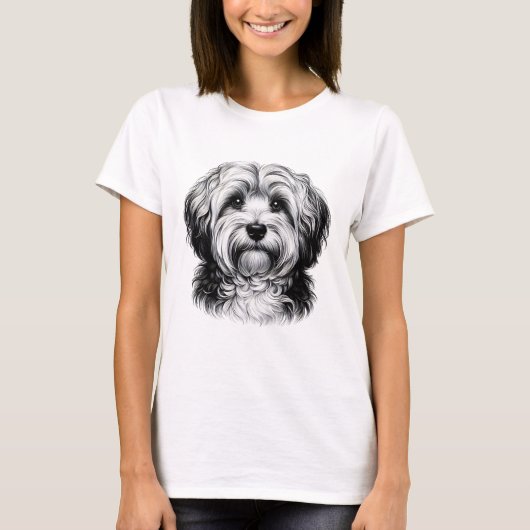Zeichnend Havanese Hund T-Shirt (Vorderseite)
