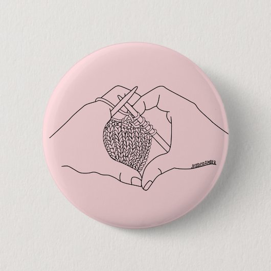 Zeichnend Herz-Pink-Linie Button (Vorderseite)