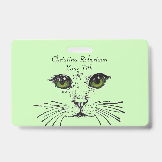 Zeichnend Hübsche Katzengesicht Bright Eyes Light  Ausweis (Front)