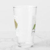 Zeichnend Hummingvogel und Rose im Regen Glas (Links)