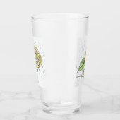 Zeichnend Hummingvogel und Rose im Regen Glas (Rechts)