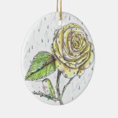 Zeichnend Hummingvogel und Rose im Regen Keramik Ornament (Rechts)