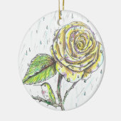 Zeichnend Hummingvogel und Rose im Regen Keramik Ornament (Links)