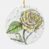 Zeichnend Hummingvogel und Rose im Regen Keramik Ornament (Hinten)