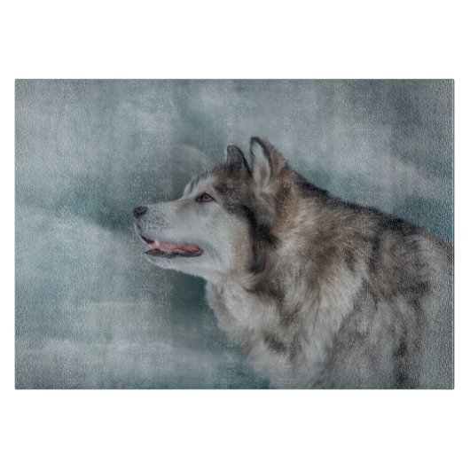 Zeichnend Hund Alaskan Malamute Schneidebrett (Vorderseite)
