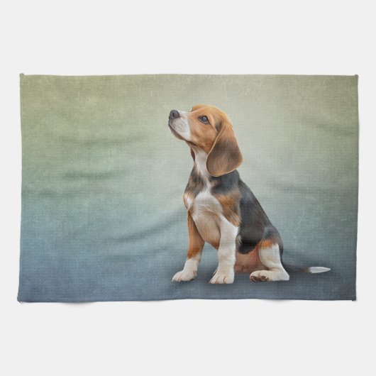 Zeichnend Hund-Beagle Geschirrtuch (Horizontal)