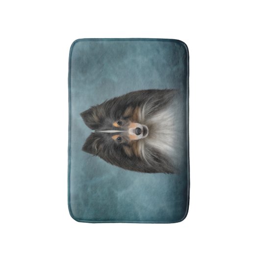 Zeichnend Hund Shetland Sheepdog, Sheltie Badematte (Vorderseite Vertikal)