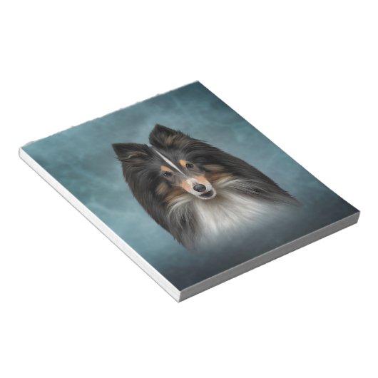 Zeichnend Hund Shetland Sheepdog, Sheltie Notizblock (angewinkelt)