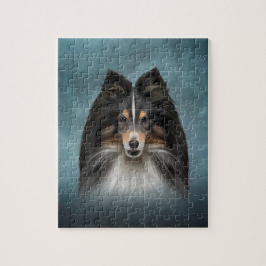 Zeichnend Hund Shetland Sheepdog, Sheltie Puzzle (Vertikal)