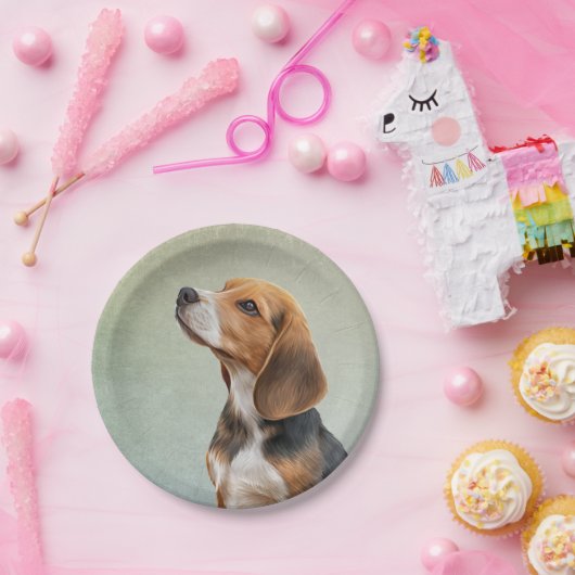 Zeichnend Hunde Beagle 7 Pappteller (Party)