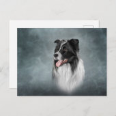 Zeichnend Hunderasse Border Collie Postkarte (Vorne/Hinten)