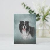 Zeichnend Hunderasse Border Collie Postkarte (Stehend Vorderseite)