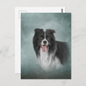 Zeichnend Hunderasse Border Collie Postkarte (Vorne/Hinten)
