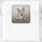 Zeichnend Hunderasse Welsh Corgi Quadratischer Aufkleber (Tasche)