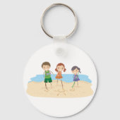 Zeichnend im Sand-Schlüsselanhänger Schlüsselanhänger (Vorderseite)