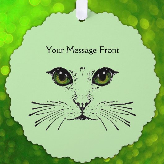 Zeichnend in Black Cat Face Long Whiskers Green Ey Ornament Karte