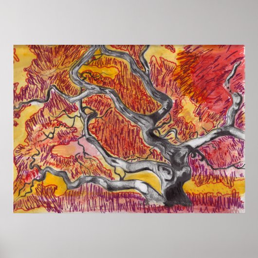 Zeichnend japanischer Ahornbaum Poster (Vorne)