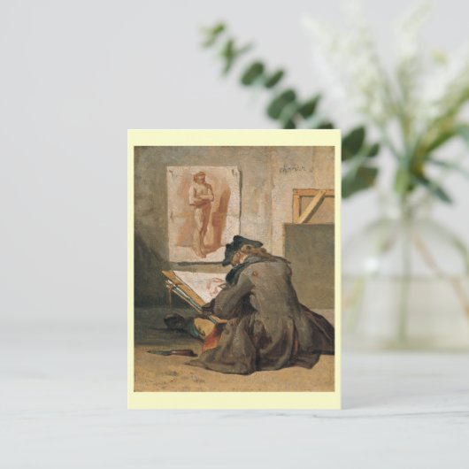 Zeichnend junger Student, Chardin 1738 Postkarte (Stehend Vorderseite)