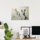 Zeichnend Kängurus - Kunstdrucken Poster (Heimbüro)