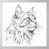 Zeichnend Katze Poster (Vorne)