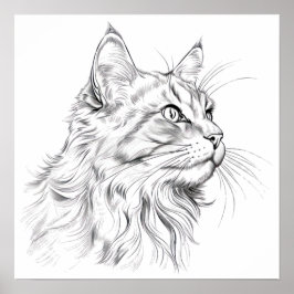 Zeichnend Katze Poster