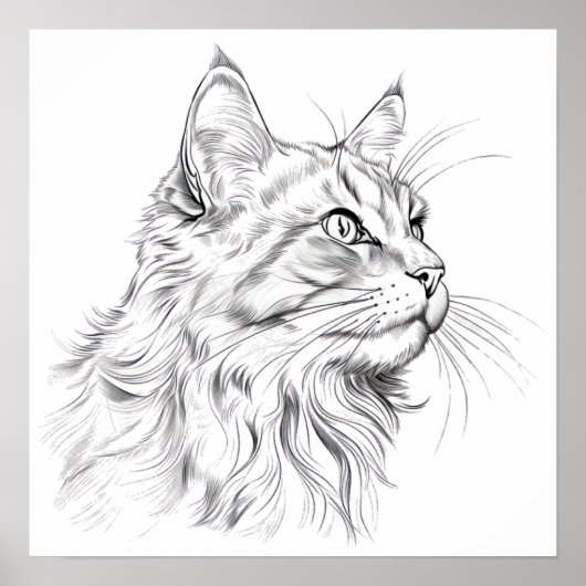 Zeichnend Katze Poster (Vorne)