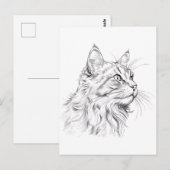 Zeichnend Katze Postkarte (Vorne/Hinten)